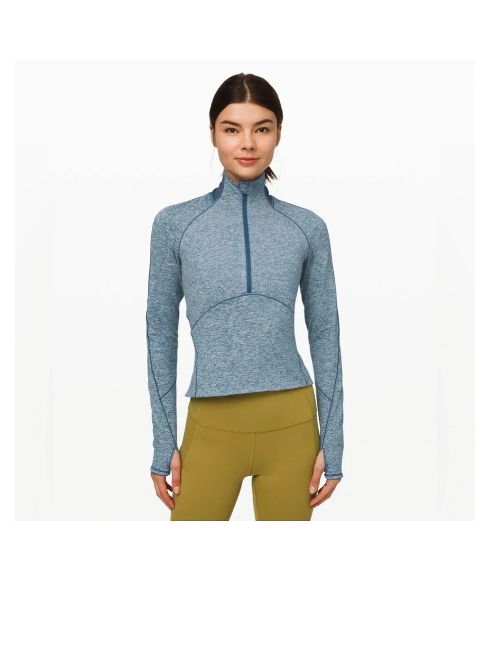 lululemon athletica Heathered Blue Half-Zip Training Top